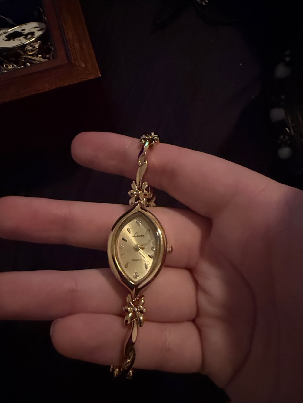 Gold Floral Women's Bracelet Watch
